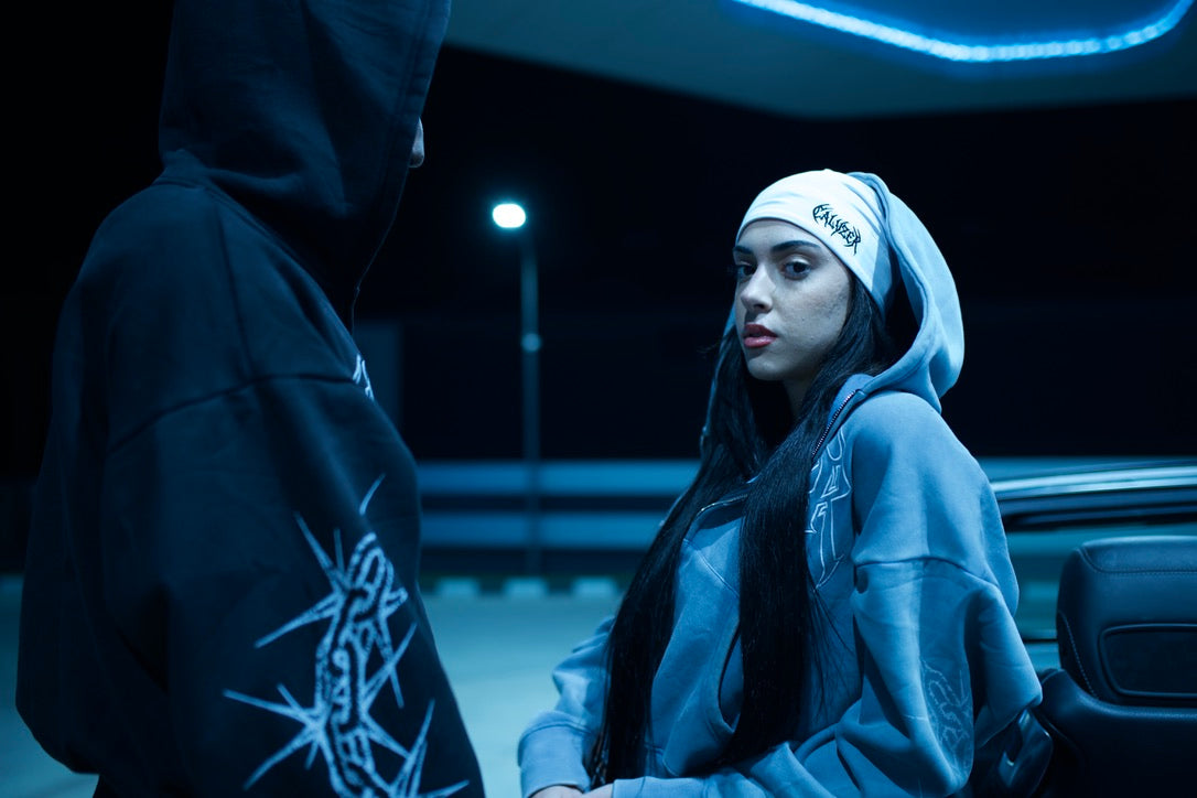 Artic blue zip up Hoodie and Skull Cap (Beanie)❄️