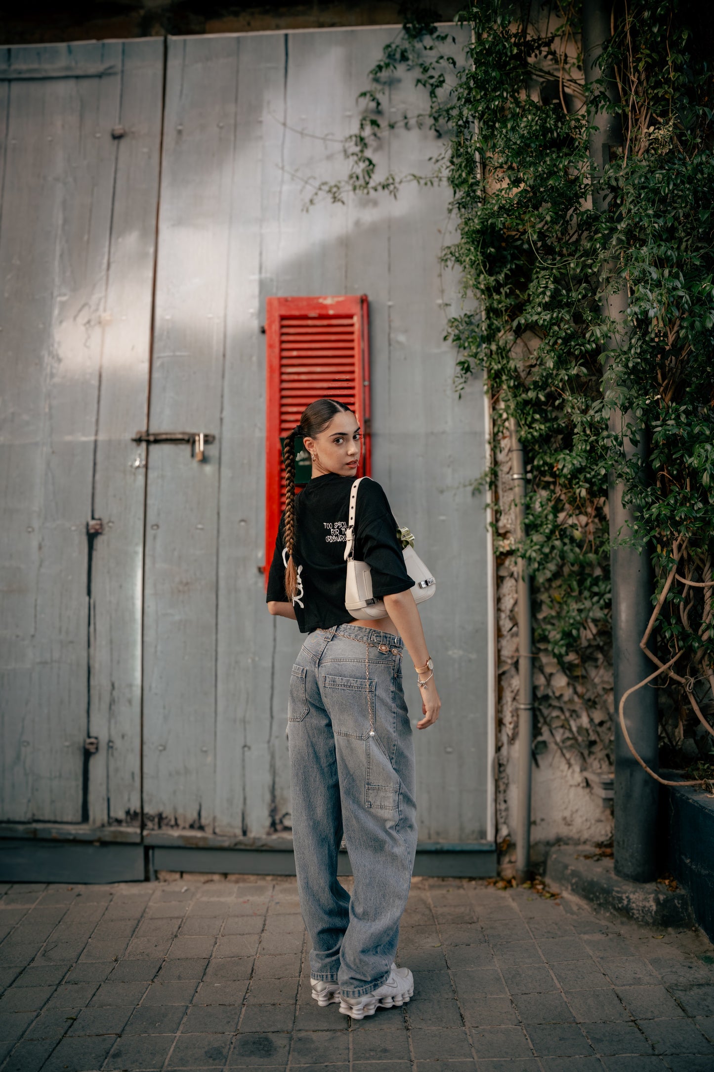 Loose black crop top