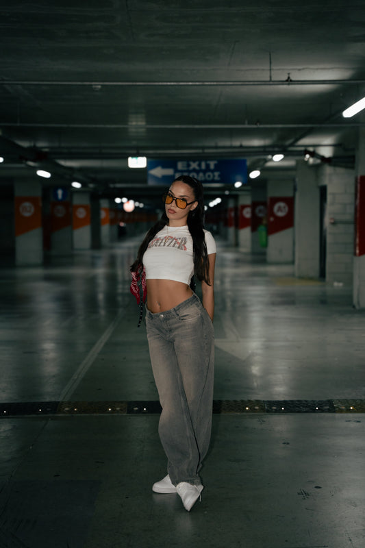 Tight white crop top