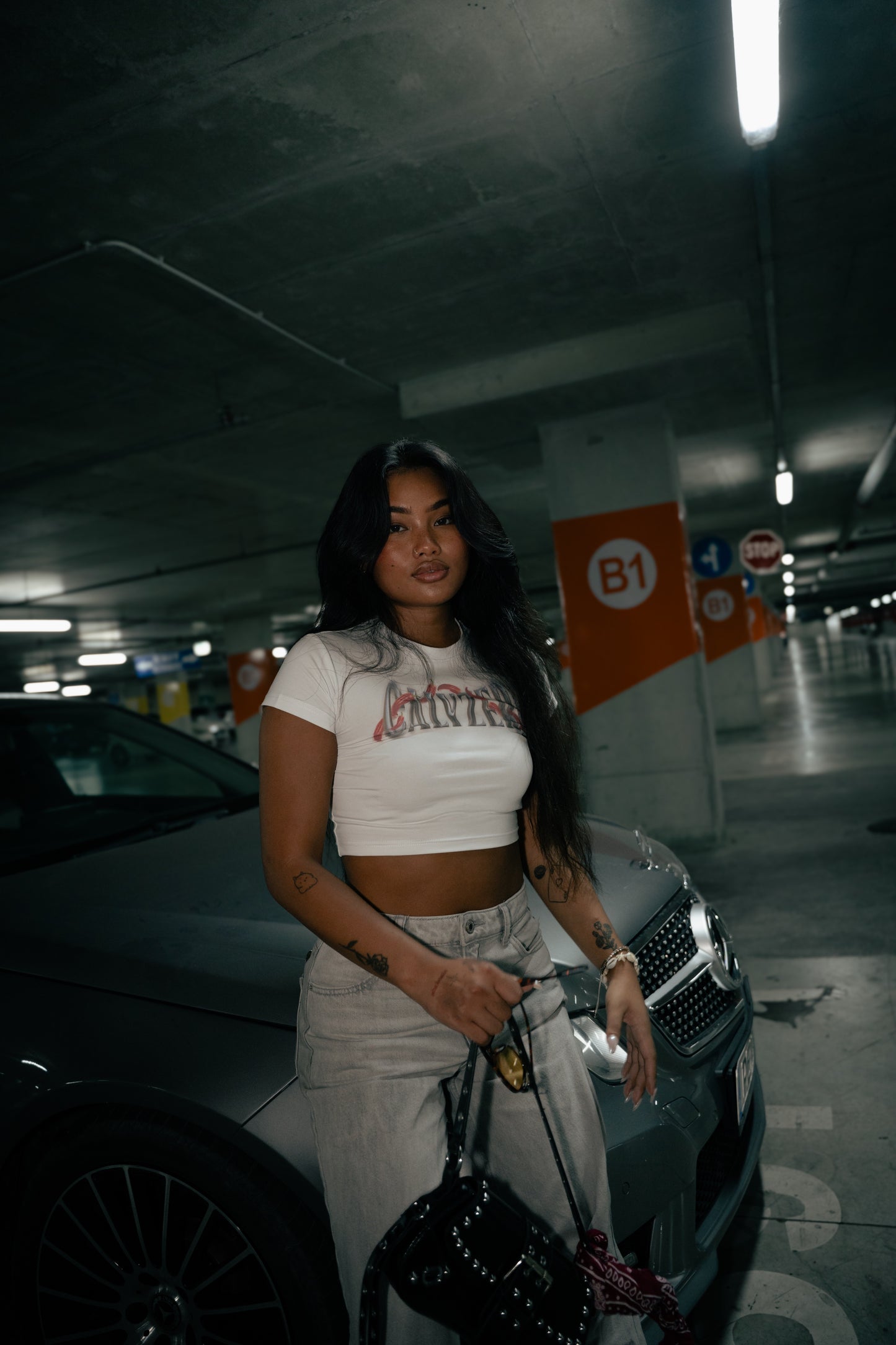 Tight white crop top