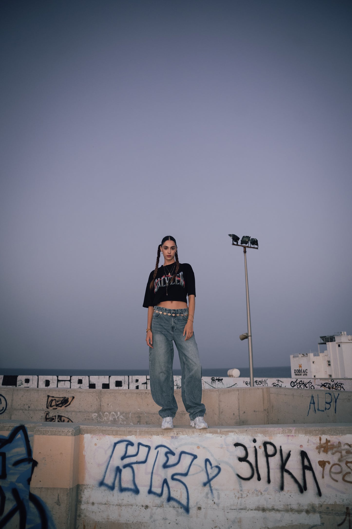 Loose black crop top