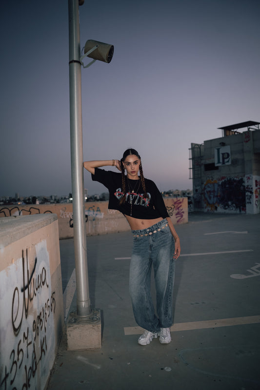 Loose black crop top